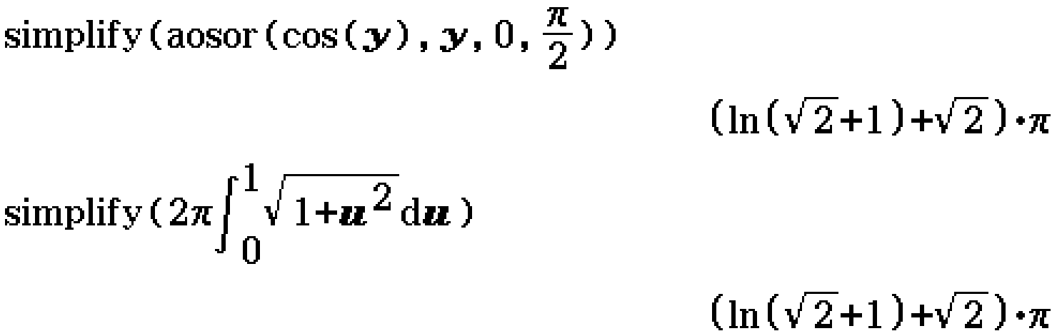 aosor(cos(y), y, 0, pi/2)