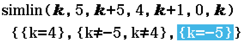 simlin(k, 5, k+5, 4, k+1, 0, k)