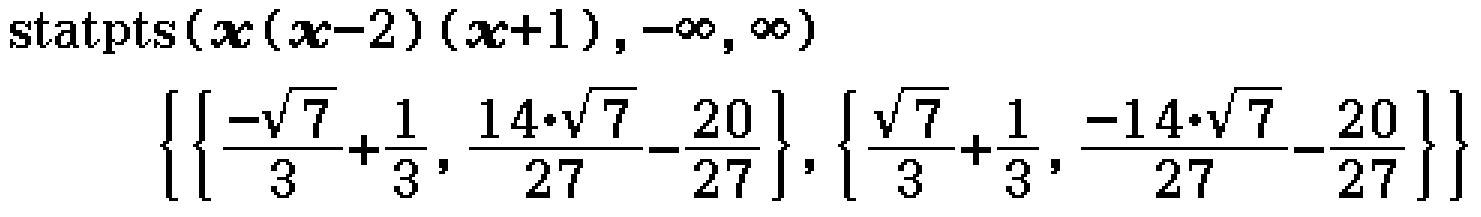 statpts(x(x-2)(x+1), -∞), ∞)